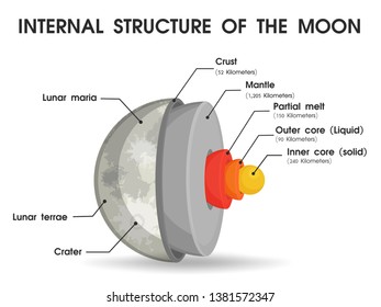 The internal structure of the moon.