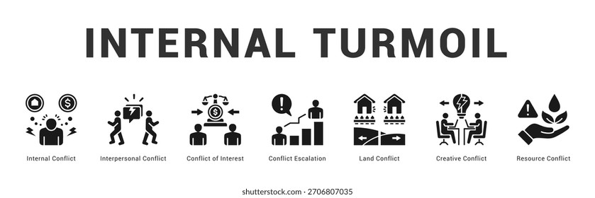 Internal Turmoil Modern and clean web banner illustration featuring thematic icons for visual communication
