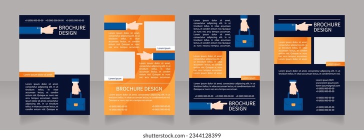Tipo interno de diseño de folletos en blanco para la contratación. Plantilla de afiches vertical con espacio de copia vacío para texto. Recopilación de informes corporativos prefabricados. Folleto editable 4 páginas en papel