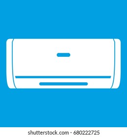 Internal unit air conditioner icon white isolated on blue background vector illustration