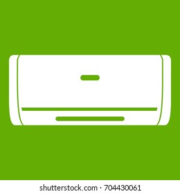 Internal unit air conditioner icon white isolated on green background. Vector illustration