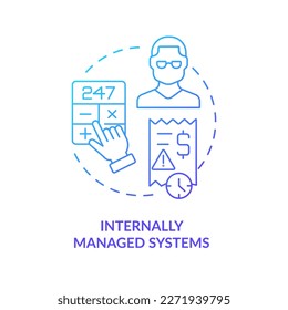 Internally managed systems blue gradient concept icon. Small business. Employee payroll type abstract idea thin line illustration. Isolated outline drawing. Myriad Pro-Bold font used