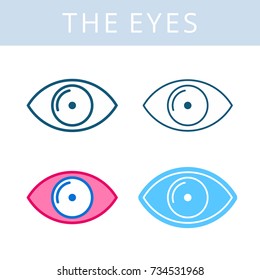 The internals outline icon set. Eye and eyesight symbols. Viscera and inside organs vector linear pictograms. Thin line medical and anatomy infographic elements for web, presentation, networks.