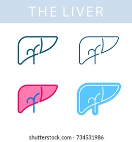 The internals outline icon set. Liver, digestive system symbols. Viscera and inside organs vector linear pictograms. Thin line medical and anatomy infographic elements for web, presentation, networks.