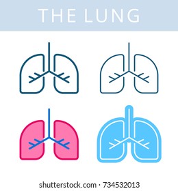 The internals outline icon set. Lung, respiratory system symbols. Viscera and inside organs vector linear pictograms. Thin line medical and anatomy infographic elements for web, presentation, network.