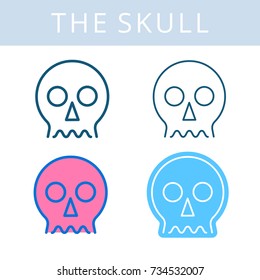 The internals outline icon set. Skull and cranium symbols. Viscera and inside organs vector linear pictograms. Thin line medical and anatomy infographic elements for web, presentation, networks.