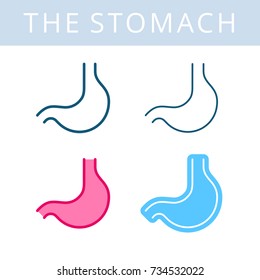 The internals outline icon set. Stomach, digestive system symbol. Viscera and inside organs vector linear pictograms. Thin line medical and anatomy infographic elements for web, presentation, network.