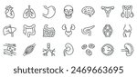 Internals Viscera Icons Set. Thin Line Illustrations of Human Internal Organs and Viscera. Editable Vector Signs Collection.