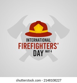 Día internacional de los bomberos. 4 may. Afiche o pancarta. Ilustración vectorial de diseño plano.