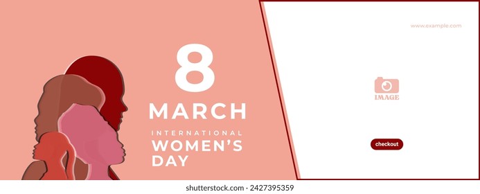 Internasional Women's  Day. Women's Day banner design, woman silhouette illustration.