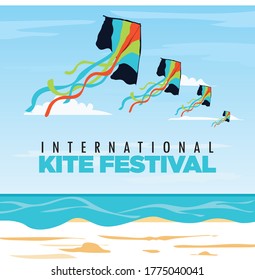 Internation Kite festival colorful poster design