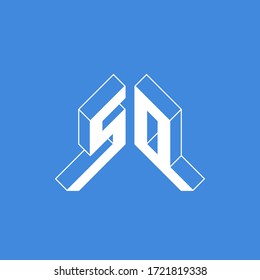 SO - internationale 2-Buchstaben-Code oder National Domain von Somalia. S und O - Monogramm oder Logo. Isometrische 3D-Schriftart für Design. Rahmenschriften Dreidimensionale Buchstaben.