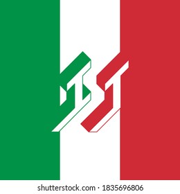 IT - international 2-letter code or National domain of Italy. I and T - Monogram or logotype. Isometric 3d font for design. Three-dimension letters.