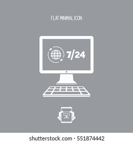 International 7/24 web services - Vector flat icon