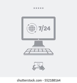 International 7/24 web services - Vector flat icon