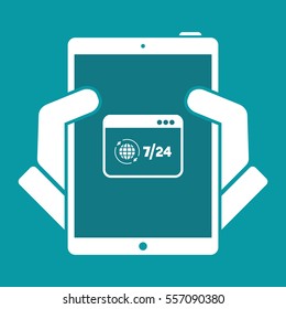 International 7/24 web services - Vector flat icon