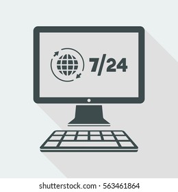 International 7/24 web services - Vector flat icon