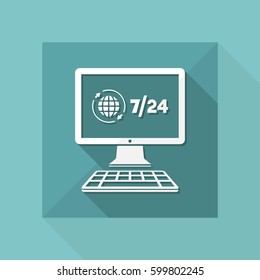 International 7/24 web services - Vector flat icon