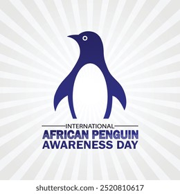 Dia Internacional de Conscientização sobre os Pinguins Africanos. Conceito de férias. Modelo para fundo, faixa, cartão, cartaz com inscrição em texto. Ilustração vetorial