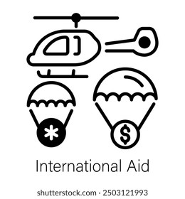An international aid icon designed in glyph style 