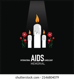 International AIDS Candlelight Memorial. Template For Background, Banner, Card, Poster. Vector Illustration.