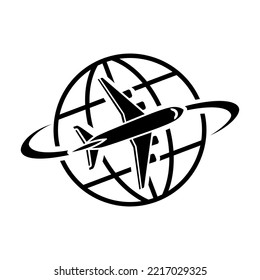 International Air Travel Icon. Plane, Journey, Transportation, Planet. Airline Tourism Concept. Vector On Transparent Background