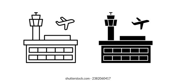 International airport icon vector set. Vacation, departure, terminal symbol