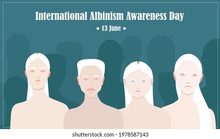 International Albinism Awareness Day, 13 June, Call for Solidarity with People with Albinism in Their Difficulties, People with Albinism and Human Rights, Girl Poster, Stylized Vector Graphics