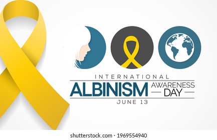 International Albinism awareness day is observed every year on June 13, it affects the production of melanin, the pigment that colors skin, hair and eyes. It's a lifelong condition. Vector art.