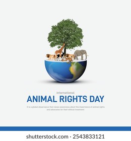 international animal rights day creative banner, poster, social media post, postcard, background, backdrop, greetings card, template design etc.