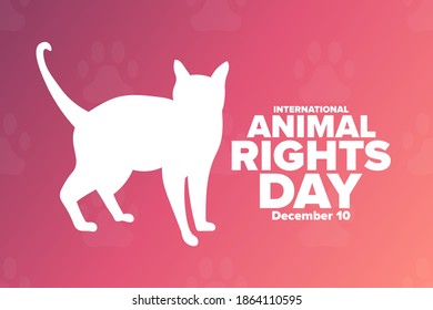 International Animal Rights Day. December 10. Holiday concept. Template for background, banner, card, poster with text inscription. Vector EPS10 illustration