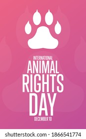 International Animal Rights Day. December 10. Holiday concept. Template for background, banner, card, poster with text inscription. Vector EPS10 illustration