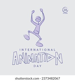 International animation day. Hand drawn scribble illustration. Suitable for templates, social media, web, greeting cards etc