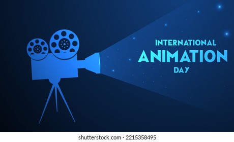 International Animation Day is October 28. Technology cinema concept. Template for background, banner vector illustration.