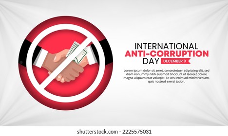 International anti corruption day background with a shaking hand of corruption deal svg