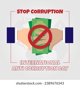 International Anti Corruption Day poster with stop bribing