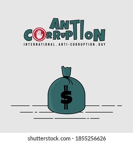 International Anti Corruption Day vector illustration with Money bag design. Good template for corruption Design.