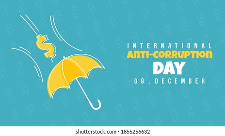 International Anti Corruption Day vector illustration with take cover with an umbrella from money attacks concept design. Good template for corruption Design.