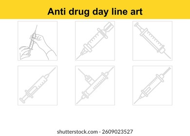 International anti drug day Line Art