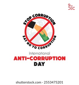 International Anti-Corruption Day 9th December – Vector Illustration Promoting Integrity, Transparency, and Anti-Bribery Awareness