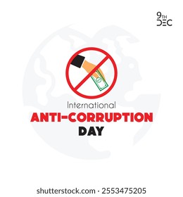 International Anti-Corruption Day 9th December – Vector Illustration Promoting Integrity, Transparency, and Anti-Bribery Awareness