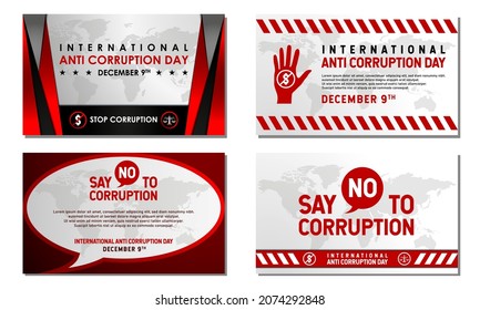 International Anti-Corruption Day Background. December 9. Template for banner, greeting card, or poster. With speech bubble and money icon. Premium vector illustration