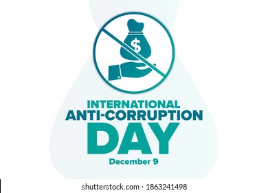 International Anti-corruption Day. December 9. Holiday concept. Template for background, banner, card, poster with text inscription. Vector EPS10 illustration