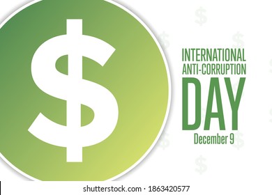 International Anti-corruption Day. December 9. Holiday concept. Template for background, banner, card, poster with text inscription. Vector EPS10 illustration