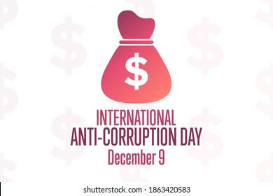 International Anti-corruption Day. December 9. Holiday concept. Template for background, banner, card, poster with text inscription. Vector EPS10 illustration