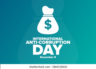 International Anti-corruption Day. December 9. Holiday concept. Template for background, banner, card, poster with text inscription. Vector EPS10 illustration