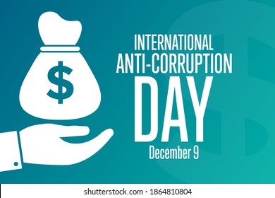 International Anti-corruption Day. December 9. Holiday concept. Template for background, banner, card, poster with text inscription. Vector EPS10 illustration