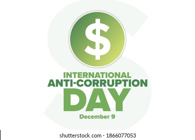 International Anti-corruption Day. December 9. Holiday concept. Template for background, banner, card, poster with text inscription. Vector EPS10 illustration