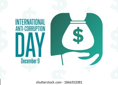 International Anti-corruption Day. December 9. Holiday concept. Template for background, banner, card, poster with text inscription. Vector EPS10 illustration