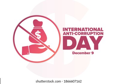 International Anti-corruption Day. December 9. Holiday concept. Template for background, banner, card, poster with text inscription. Vector EPS10 illustration